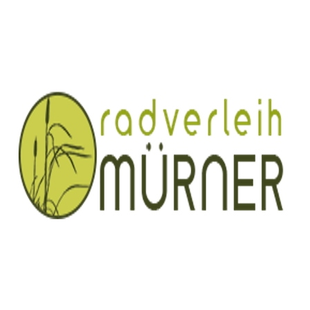 Radverleih Mürner Logo mit einem grünen Kreis und einer Pflanzenillustration im Inneren. Der Name Mürner ist in schwarzem fetten Text.