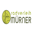 Radverleih Mürner Logo mit einem grünen Kreis und einer Pflanzenillustration im Inneren. Der Name Mürner ist in schwarzem fetten Text.