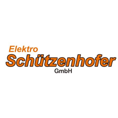 Das Bild zeigt einen weißen Hintergrund mit dem Firmenlogo 'Elektro Schuetzenhofer GmbH' in Orange. Der Name ist in zwei Teile gespalten, wobei 'Elektro' oben und 'Schuetzenhofer GmbH' darunter steht.