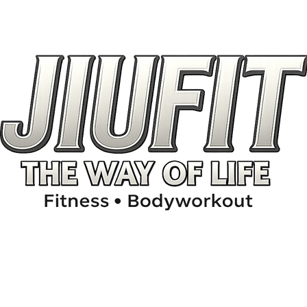 Jiufit: Der Weg des Lebens, eine Fitness- und Bodyworkout-Marke, auf schwarzem Hintergrund dargestellt.