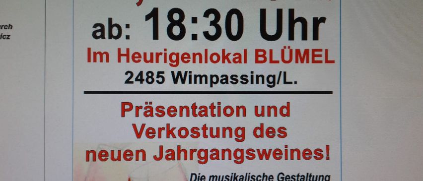 The image is a poster for an event on November 14, 2025. It features text in red and black, including 'Martiniloben Fr., 14. Nov. 2025' and 'ab: 18:30 Uhr'. The poster also includes images of wine glasses and mentions a wine tasting event.
