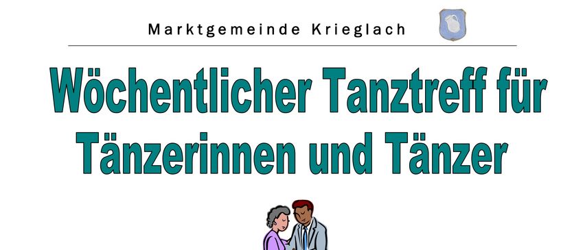 Ein Ankündigungsposter für einen Tanzkurs in Krieglach, Österreich, vom 6. Oktober 2025 bis April 2026. Die Kurse finden jeden Montag von 16:00 Uhr bis 18:00 Uhr im Seminarraum des Krieglacher Sportzentrums statt. Die Kosten betragen €4 pro Person. Frau Margit Englachner leitet das Programm.
