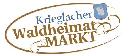 Logo für 'Krieglacher Waldheimat MARKT im Advent' mit einem blau-weißen Teekannen-Symbol.