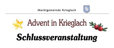 Plakat für die Veranstaltung 'Advent in Krieglach' am Freitag, 19.12.2025, Beginn um 17:00 Uhr am Hauptplatz Krieglach. Dabei sind das Blasorchester Krieglach, die Tanzkompanie Krieglach, der Weihnachtstanz und der Gesangsverein Krieglach. Die Peter-Rosegger-Mittelschule ist beteiligt. Moderiert wird von Rudolf Heinz Knobelreiter. Die Tanzkompanie Krieglach präsentiert.