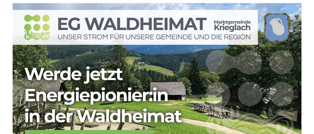 Besuchen Sie EG-Waldheimat für eine kostenlose Energieinformationsveranstaltung. Kein Wechsel des Lieferanten erforderlich. Alles bleibt gleich. 26.05.2026, 19:00 Uhr. Veranstaltungsort: Veranstaltungszentrum Krieglach. QR-Code für Ticket.