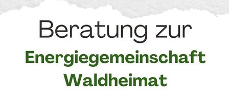 Das Bild bewirbt eine Beratung zur Energiegenossenschaft Waldheimat. Herr Stefan Mussger von der EG Austria bietet am 14. Juli von 13:00 bis 16:00 eine persönliche Beratung an. Der Treffpunkt ist im Gemeindeamt Krieglach. Eine Anmeldung ist erforderlich.