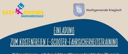Einladung zur kostenlosen E-Scooter-Sicherheitstrainingsveranstaltung. Es enthält Informationen zu Verkehrsregeln, sicherem Bremsen und Verhalten in kritischen Situationen. Teilnehmer sollten ihren eigenen E-Scooter mitbringen, einen Helm tragen und angemessene Kleidung. Anmeldung bis 21. August erforderlich.