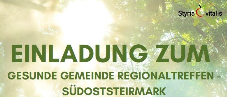 Poster for a community event on health and heat in the municipality of Sudoststeiermark. It invites participants to a walk and exchange on September 15, 2026, at 17:00 at the Rathaus, Rathausplatz 1, 8330 Feldbach.