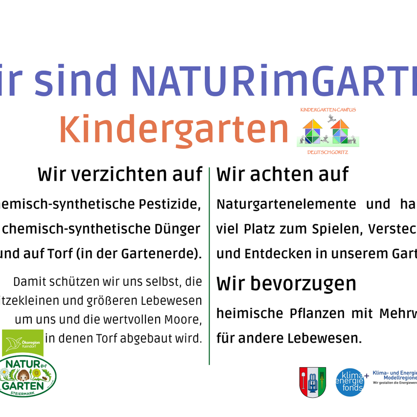 Der Kindergarten ist Teil eines Campus, der auf synthetische Pestizide und Düngemittel verzichtet. Sie bevorzugen einheimische Pflanzen für andere Lebewesen. Sie haben viel Platz zum Spielen und Erkunden.