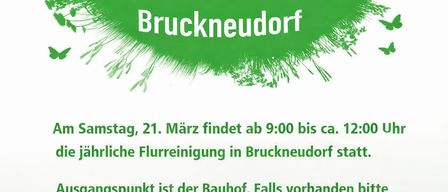 Die jährliche Flurreinigung in Bruckneudorf findet am Samstag, 21. März, von 9:00 bis 12:00 Uhr statt. Beginn am Bahnhof. Arbeitshandschuhe, Warnwesten und Müllzangen mitbringen. Genießen Sie Erfrischungen und Geselligkeit mit den freiwilligen Feuerwehrleuten.