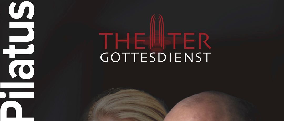 Plakat für einen Gottesdienst mit einer Frau und einem Glatzenkopf. Datum: 22.03.2026, 18:00. Mit Friedrich von Krosigs Schauspiel.