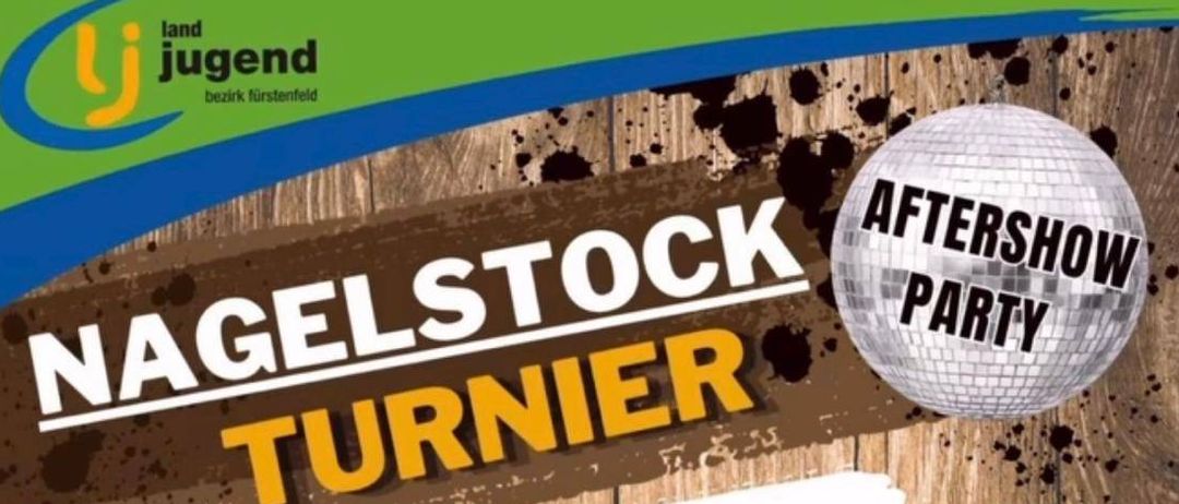 Plakat für Nagelstock Turner-Veranstaltung am 16. Mai 2026, Beginn 18 Uhr. Ort: Stadtbergen. Eintrittsgebühr: 20€. Snacks verfügbar. Für alle Altersgruppen bis 99 Jahre.