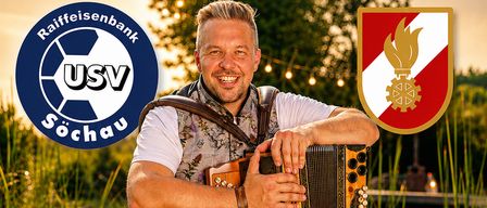 A poster for Zellerfest 2026 featuring a man playing an accordion with a logo for USV Sochau in the background.