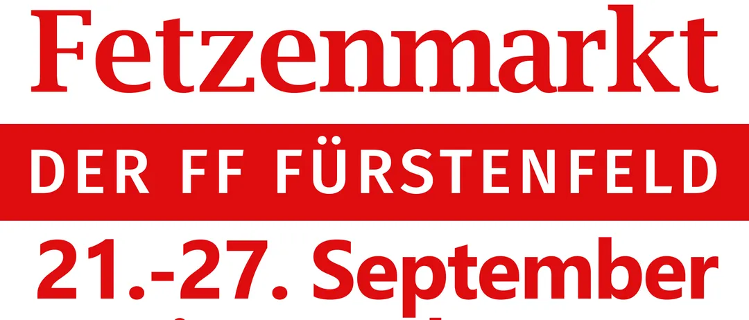 Plakat für den Fürstenfeld Fettenmarkt, eine Marktveranstaltung vom 21. bis 27. September 2026. Die Veranstaltung findet im Rusthaus statt und beinhaltet spezifische Öffnungszeiten für jeden Tag.
