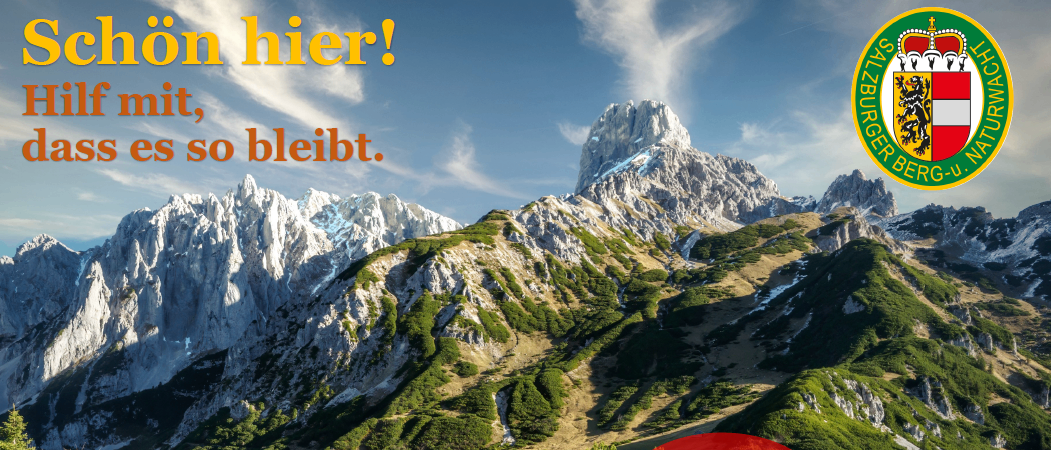 Plakat einer Berglandschaft mit einer Veranstaltungsankündigung. Es steht 'bleibt hier!' in gelbem Text. Die Veranstaltung ist am 17.03.2026 um 8:30 Uhr. Sie ist online.