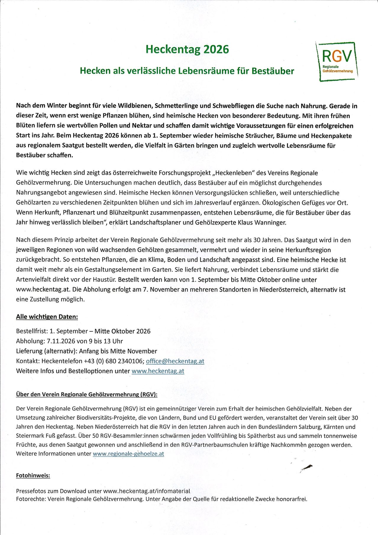 Ein Flyer über die Bedeutung einheimischer Hecken für die Tierwelt, insbesondere im Winter. Es wird die Rolle einheimischer Hecken bei der Nahrungsversorgung verschiedener Wildtiere und Insekten hervorgehoben. Der Flyer erwähnt auch ein Projekt namens 'Hecklenleben' und gibt Details zur Sammlung und Verteilung von einheimischen Heckensamen.
