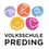 Volksschule Preding-Logo. Logo der Schule Bildung Region Südwest mit einer Kontakt-E-Mail und einer Website-Adresse.