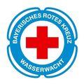 Das Logo des Bayerischen Roten Kreuz Wasserwacht zeigt einen blauen Oval mit einem roten Kreuz in der Mitte, umgeben von den Worten 'Bayerisches Rotes Kreuz Wasserwacht' in weiß.