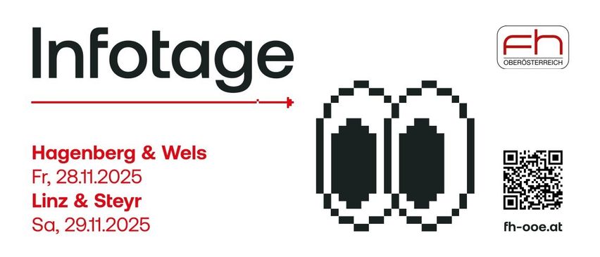 Auf einem weißen Hintergrund steht das Wort 'Fotage' in Schwarz, neben einem pixeligen Bild und einer roten Linie. Darunter stehen die Jahre 2025 und der Name 'Steyr'.