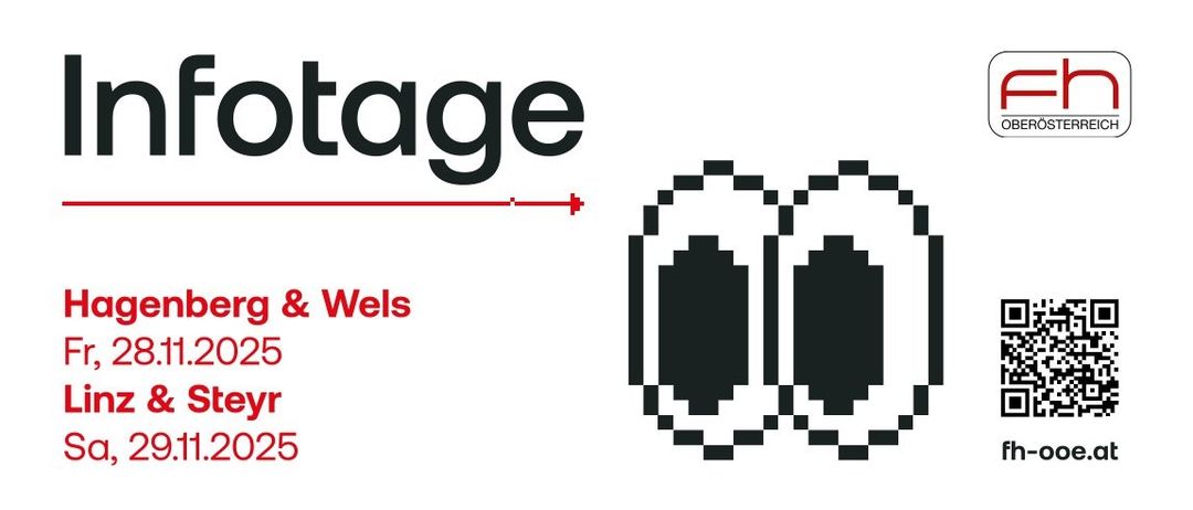 Auf einem weißen Hintergrund steht das Wort 'Fotage' in Schwarz, neben einem pixeligen Bild und einer roten Linie. Darunter stehen die Jahre 2025 und der Name 'Steyr'.