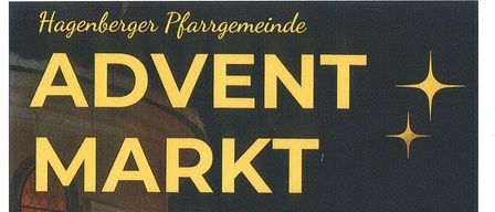 Plakat für einen Adventsmarkt auf dem Kirchplatz, Pfarrzentrum und Schlosssaal. Samstag 29.11.2025 von 15 bis 21 Uhr, Sonntag 30.11.2025 von 9 bis 15 Uhr.