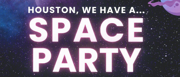 Einladung zur Weltraumparty am 6. Februar 2026 im Pfarrsaal Hagenberg, Beginn um 20:00 Uhr mit Musik von Take It Easy.