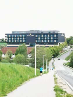 Building, Office Building, Campus, City, Urban, Road, Person, Convention Center, Street, Hospital