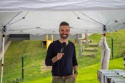 Adult, Male, Man, Person, Grass, Plant, Electrical Device, Microphone, Field
