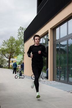 Adult, Male, Man, Person, Walking, Running, Machine, Wheel, Bicycle, Vehicle