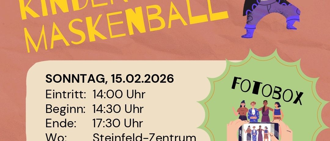 Plakat für eine Kinderveranstaltung am 15.02.2026 mit einer Piraten-Figur, Details wie Startzeit, Endzeit und Ort. Die Veranstaltung wird von Die Kinderfreunde Breitenau ausgerichtet.