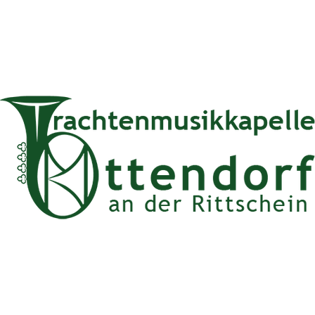 Das Logo der 'Rachtenusikkapelle Ottendorf' am Rittschein mit einem grünen Musiknotensymbol.