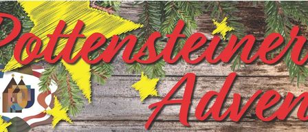 Weihnachtswerbung mit dem Wort 'Weihnachten' in Rot, mit gelben Sternen auf einem hölzernen Hintergrund.