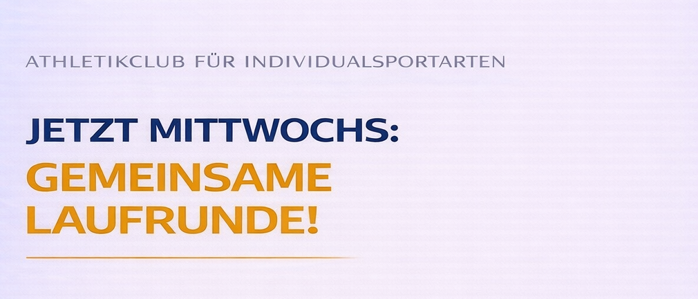 Wöchentliche Abendlauftreffen in St. Georgen. Jeden Mittwoch um 18:00 Uhr, alle willkommen. Treffpunkt Piccadilly im Park. Jeder kann mitmachen! ACI Logo.