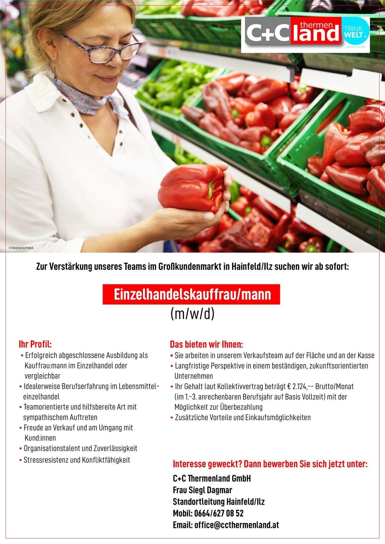 Bild enthält, Adult, Female, Person, Woman, Face, Shop, Bell Pepper, Pepper, Vegetable, Advertisement