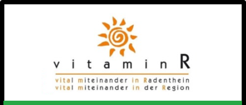 Das Logo von Vitamin R ist abgebildet. Es hat eine Sonne und sagt 'vital miteinander in Radenthein' und 'vital miteinander in der Region'. Unten steht 'Information'.