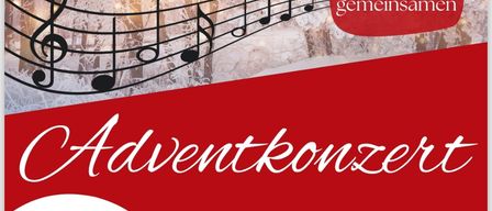 Poster für Adventkonzert, datiert auf den 21. Dezember 2025, mit Noten und Winterlandschaft. Es lädt zu einem gemeinsamen Konzert ein.