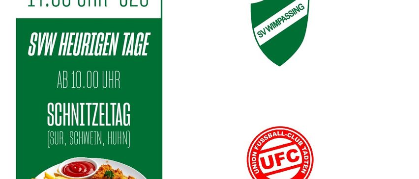 Plakat für 2. Liga Nord Fußballspiele, 21. September. Teams sind SV Wimpassing und UFC Tatten. Spiele um 16:00 Uhr und 14:00 Uhr.