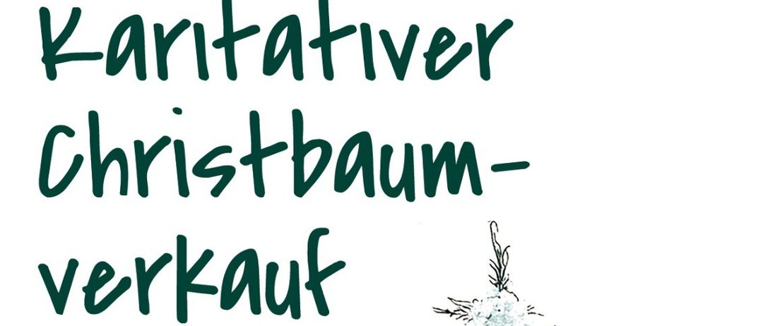 Ein Plakat bewirbt einen Weihnachtsbaumverkauf am 06.12 und 07.12 von 10:00 bis 18:00 im Gasthaus Ziegelwerk. Der Erlös wird an alleinstehende Kinder und Familien gespendet. Das Plakat zeigt zwei Kinder, die einen verschneiten Baum betrachten.