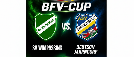 Plakat für ein Fußballspiel zwischen SV Wimpassing und ASV Deutsch Jahrndorf, geplant für den 31. Juli um 19:30 Uhr in der KFZ Schmalzl Arena in Wimpassing.
