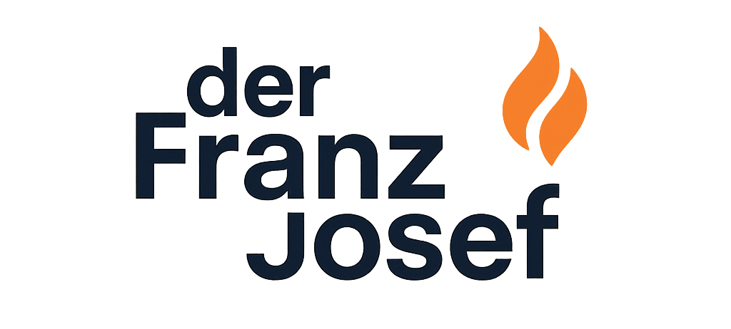 Ein Logo mit dem Text 'der Franz Josef' und einem Flammensymbol auf schwarzem Hintergrund.