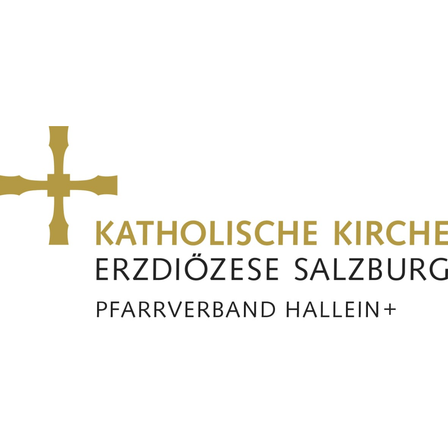 Das Logo der Katholischen Kirche Erzdiozese Salzburg, mit einem Kreuz und goldenem Text.