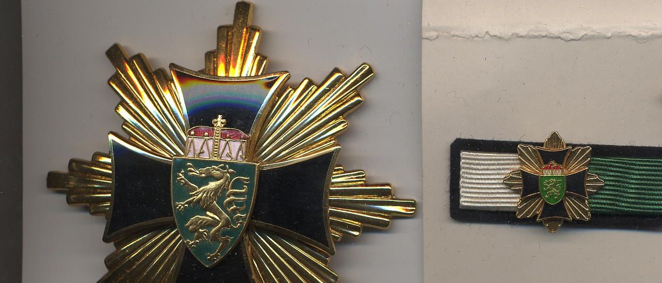 Bild enthält, Badge, Logo, Symbol, Cross, Mace Club, Weapon, Bronze