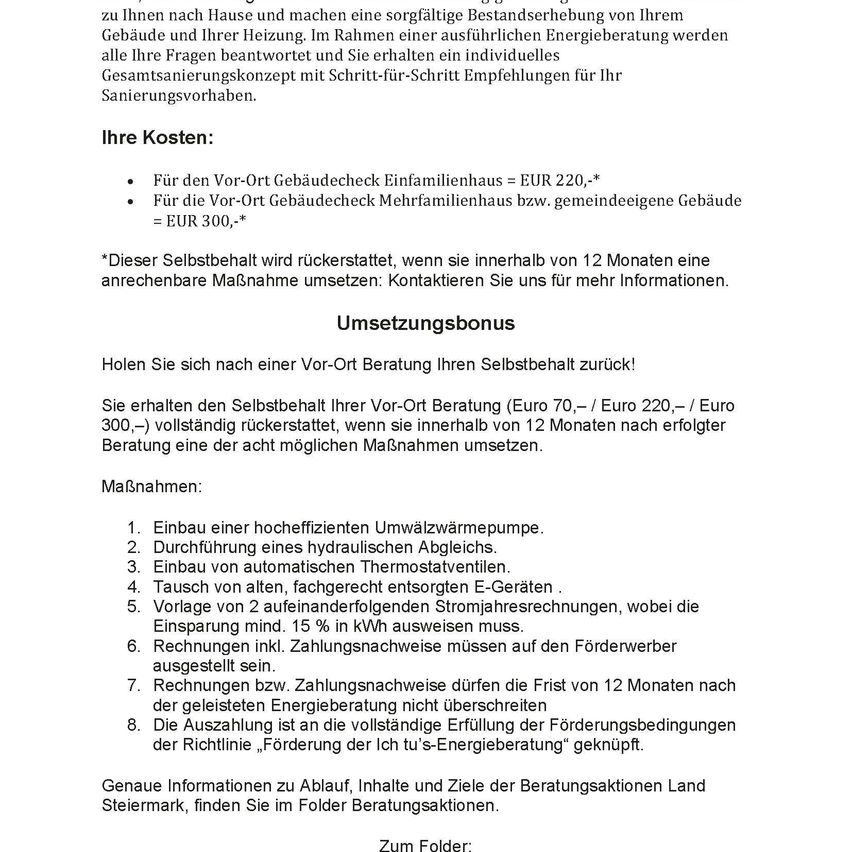 A document outlines costs for a pre-construction energy audit, including fees for single-family and multi-family buildings, and mentions a self-retention refund if energy-saving measures are implemented within 12 months.