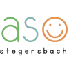 Das Logo für 'aso' zeigt ein lächelndes Gesicht mit gelbem Umriss, grünem 'a', blauem 's' und orangefarbenem 'o'. Darunter steht das Wort 'ntegerabooch' in weiß.