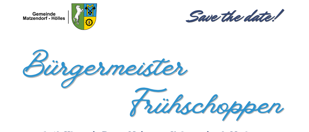 Ein Plakat für das Bürgermeister-Frühstück mit Peter Meissner, Kabarettist und Moderator. Musikalische Unterhaltung, Grillen und vieles mehr. Datum: 11. Oktober 2026. Zeit: 10:00 Uhr. Ort: Vor dem Rathaus.