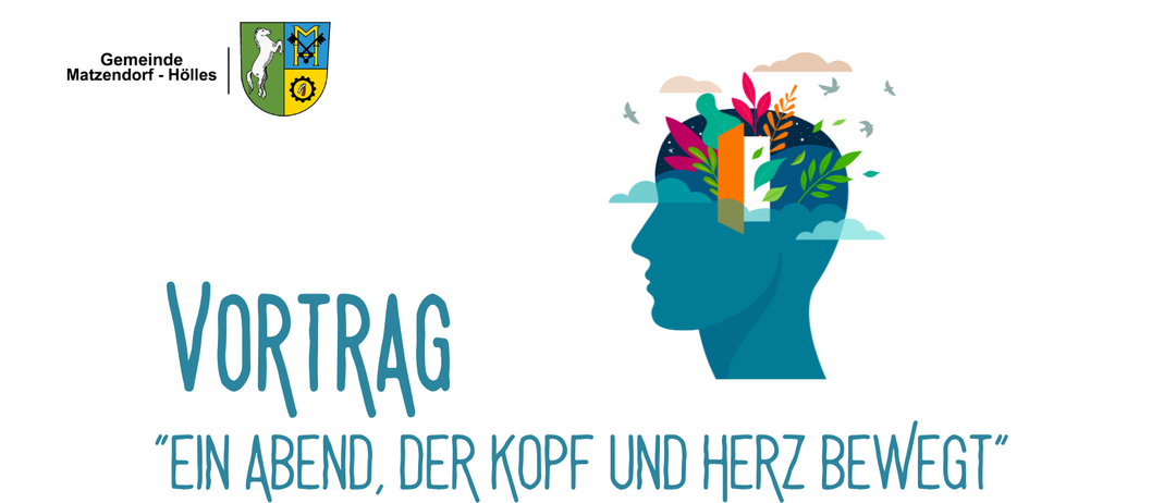 Plakat für einen Wellnessvortrag von Gerhard Kozel am 29.09.2026, mit einer Silhouette eines Kopfes mit Gehirn, der Stressabbau und mentale Stärke betont.