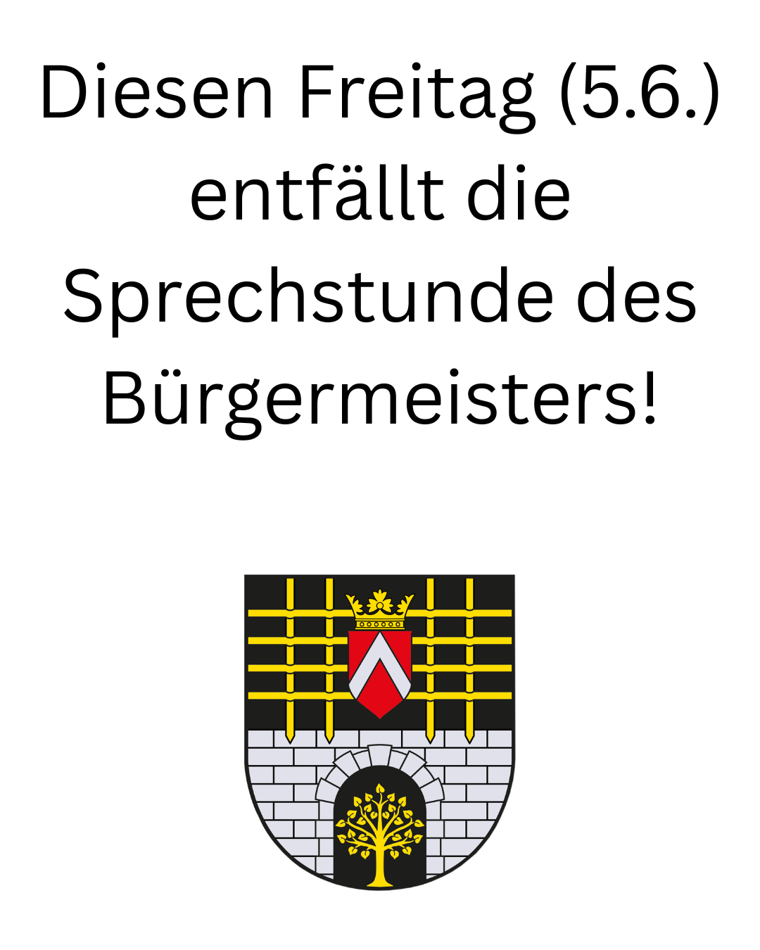 This Friday (3.6), the mayor's office hour takes place. The image shows a coat of arms.