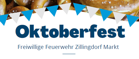 Plakat für das Oktoberfest-Event in Zillingdorf mit Brezeln und Veranstaltungsdetails.