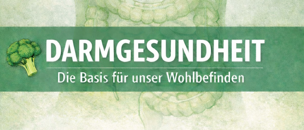 Plakat mit Foto einer Frau, grünem Hintergrund, Gemüse und Text. Titel: 'Die Basis für unser Wohlbefinden'. Referentin: Bettina K. Pischor. Veranstaltung: 'Warum ist ein gesunder Darm so wichtig?' Datum: 2. Juni 2026, Zeit: 18.00 Uhr.