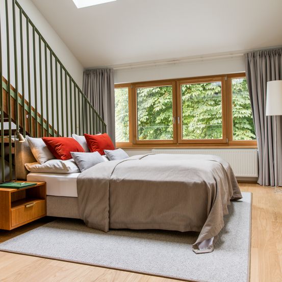 Indoors, Interior Design, Floor, Flooring, Housing, Staircase, Home Decor, Wood, Hardwood, Living Room